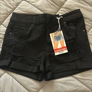 Black Distressed Women's Shorts